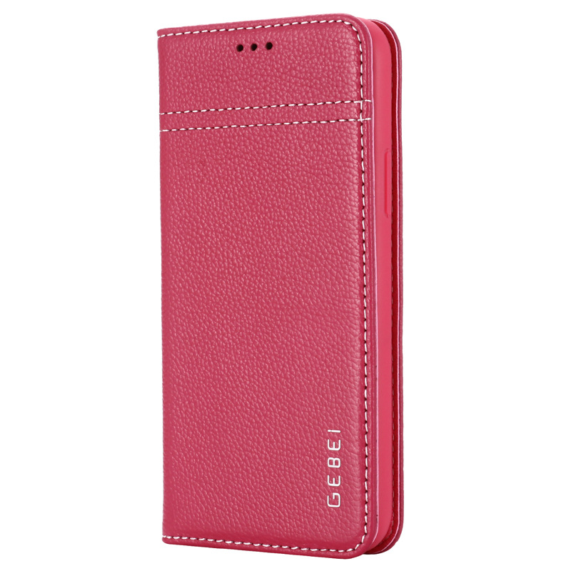 Genuine Leather Card Slot Wallet Phone Case with Flip Cover and Stand